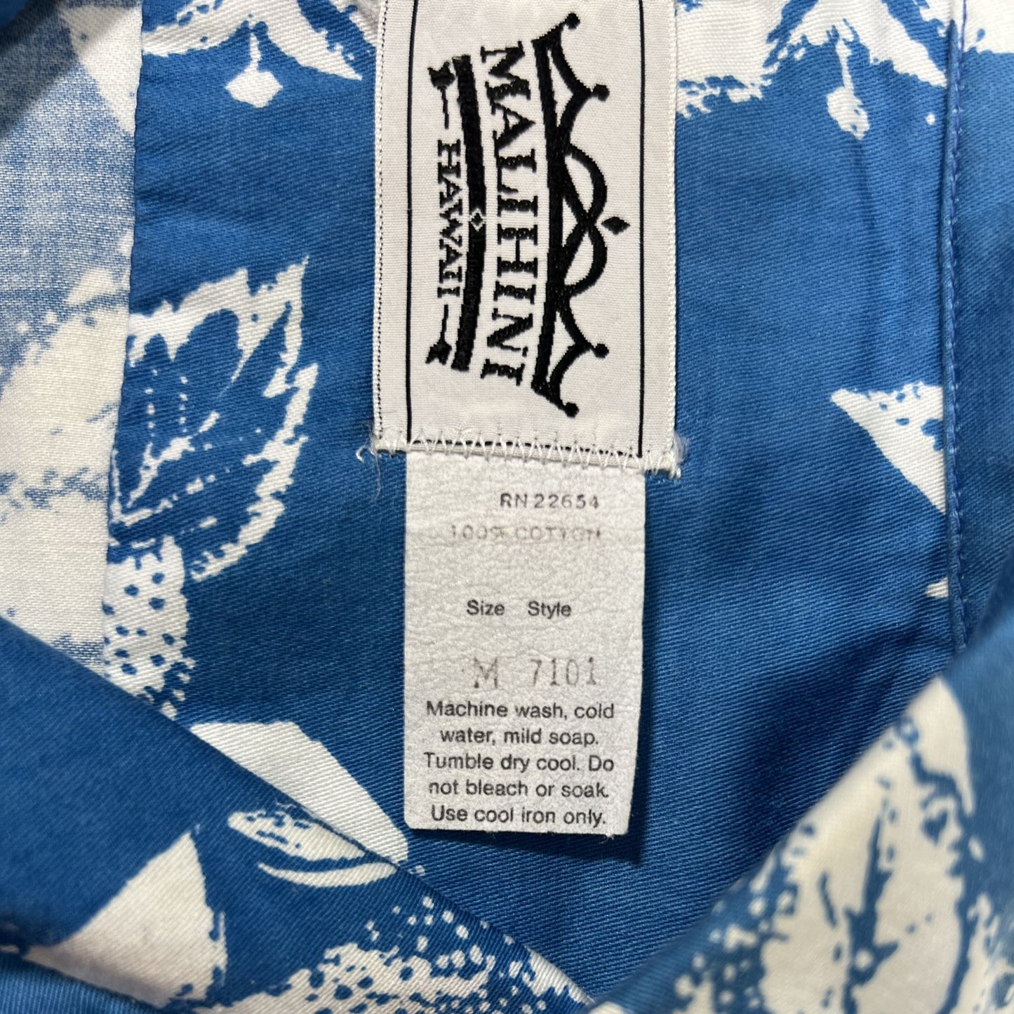 Original HAWAIIAN shirt, BLUE, HALIHINI, made in HAWAII, MEDIUM
