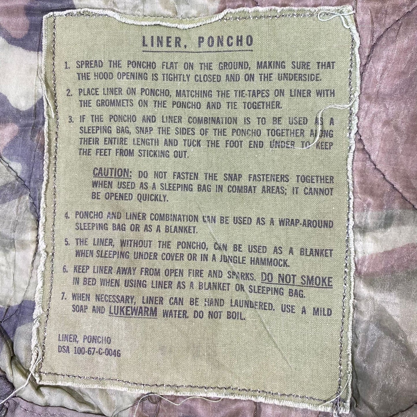 US Vietnam Poncho Liner, ERDL - 1967