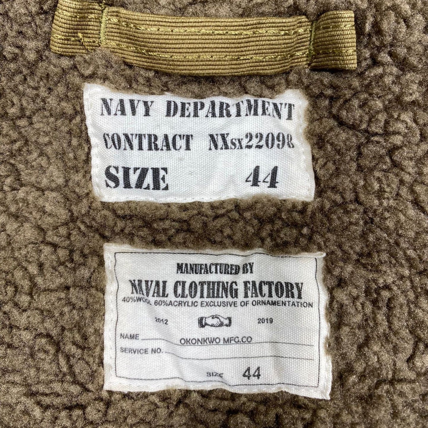 US Navy A-2 Deck Jacket, khaki, repro - size 44/XL