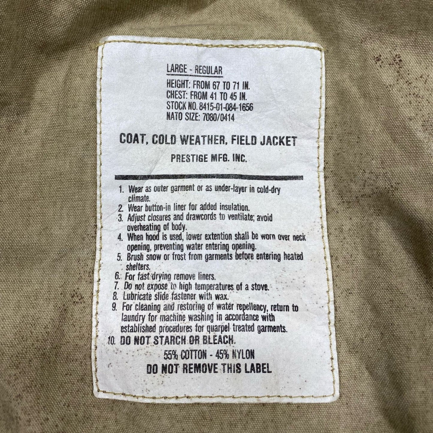 US M65 Six-Color Desert Pattern Field Coat - size LR