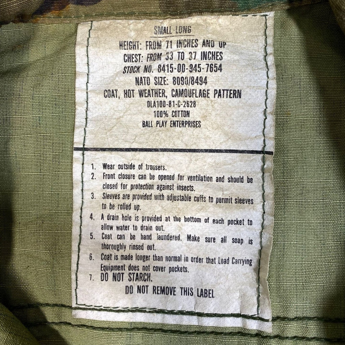 US RDF Hot Weather Camouflage Pattern Coat, size SL