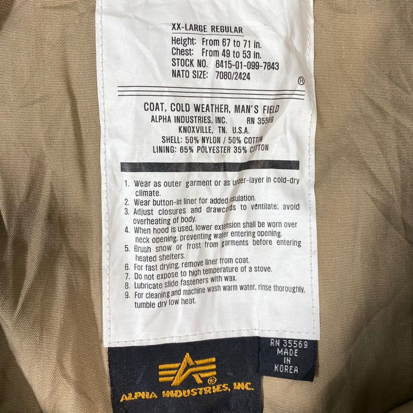 US M65 Field Jacket, size XXL - ALPHA INDUSTRIES