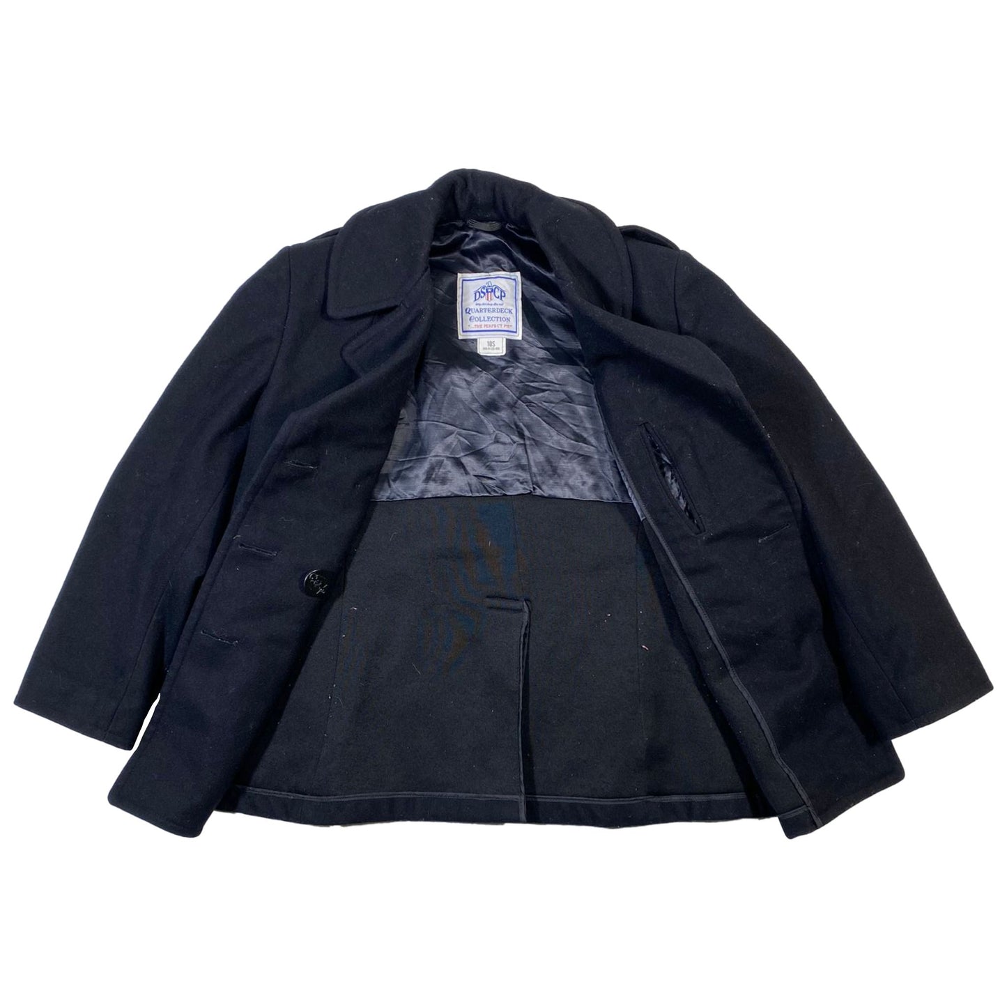 US Woman's Navy Pea Coat, wool, size 10S