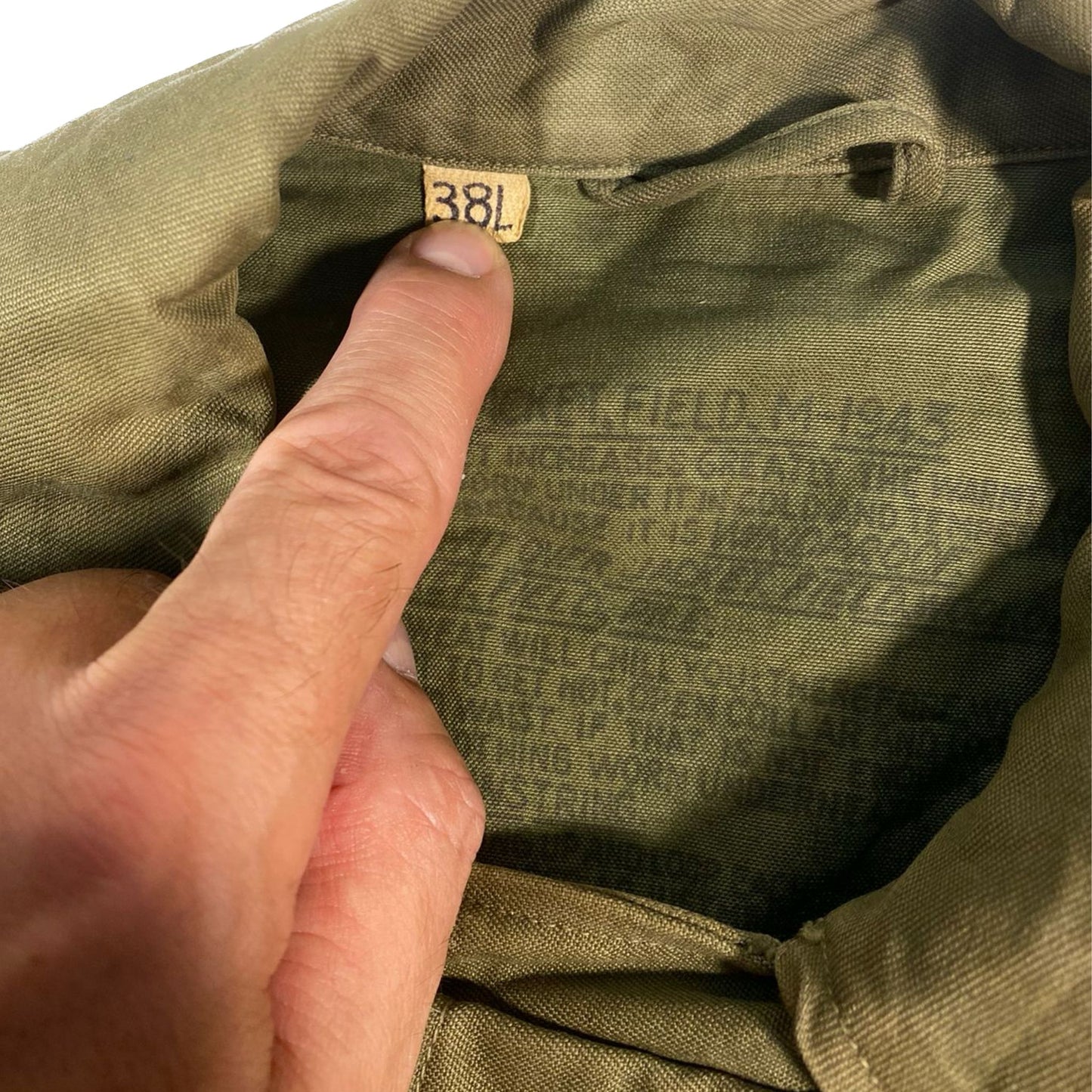 WW2 M1943 Field Jacket, spec. 370E, 1945 - size 38L