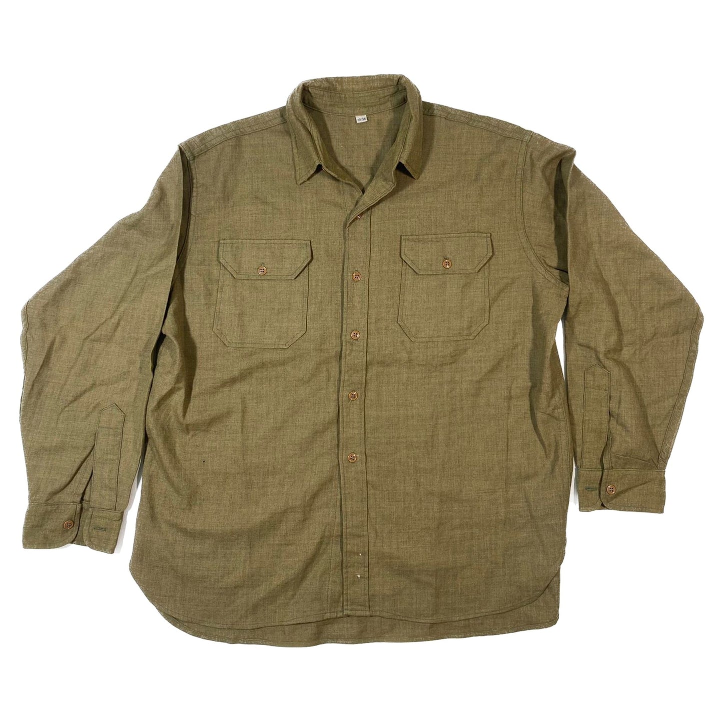 WW2 Special Coat Style Olive Drab Flannel Shirt, size 19 x 36 - early war