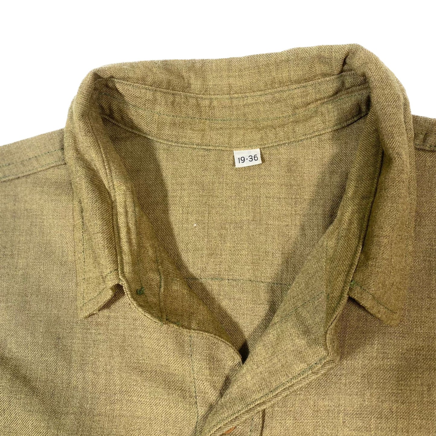 WW2 Special Coat Style Olive Drab Flannel Shirt, size 19 x 36 - early war