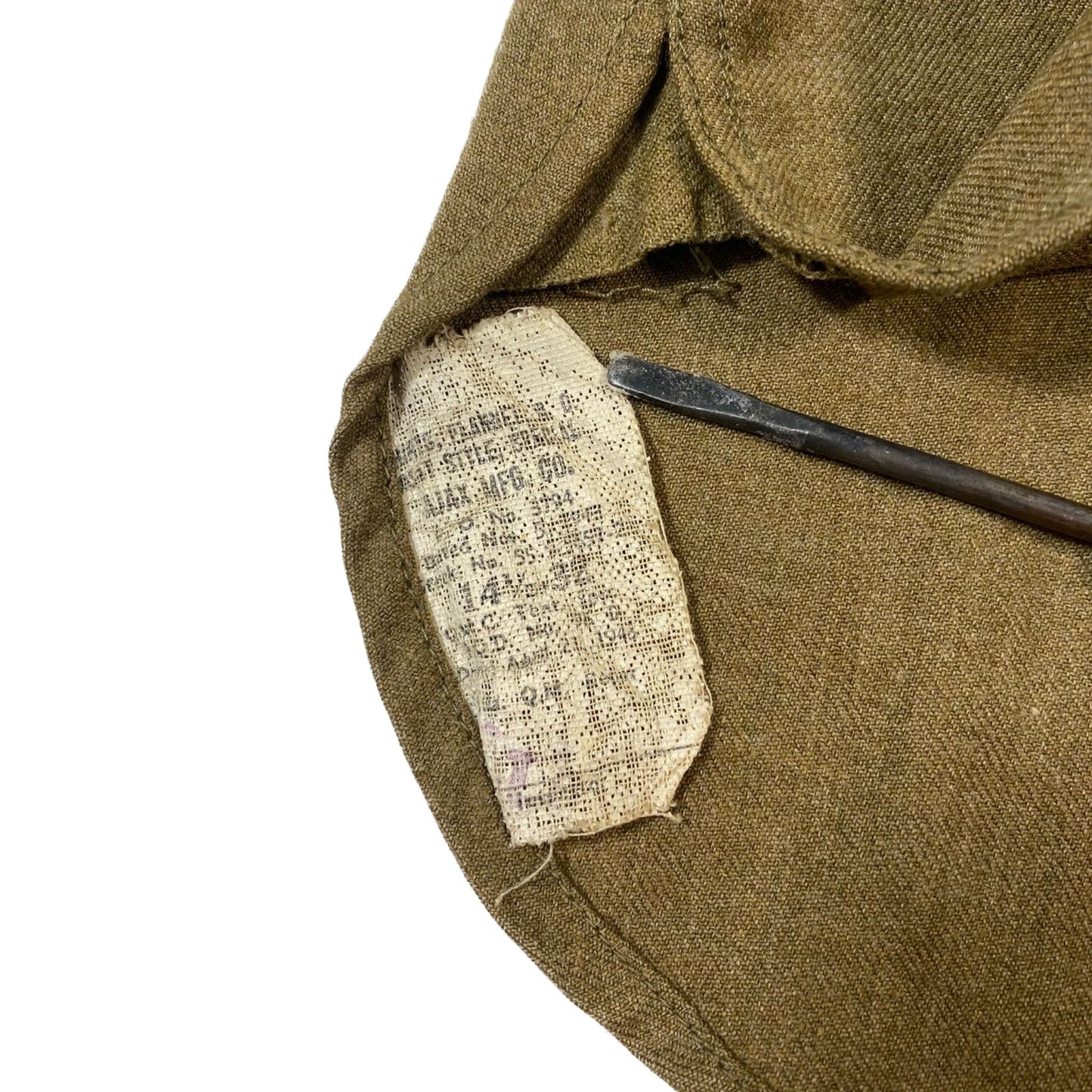 WW2 Special Coat Style Olive Drab Flannel Shirt, size 14 1/2 x 32 - late war