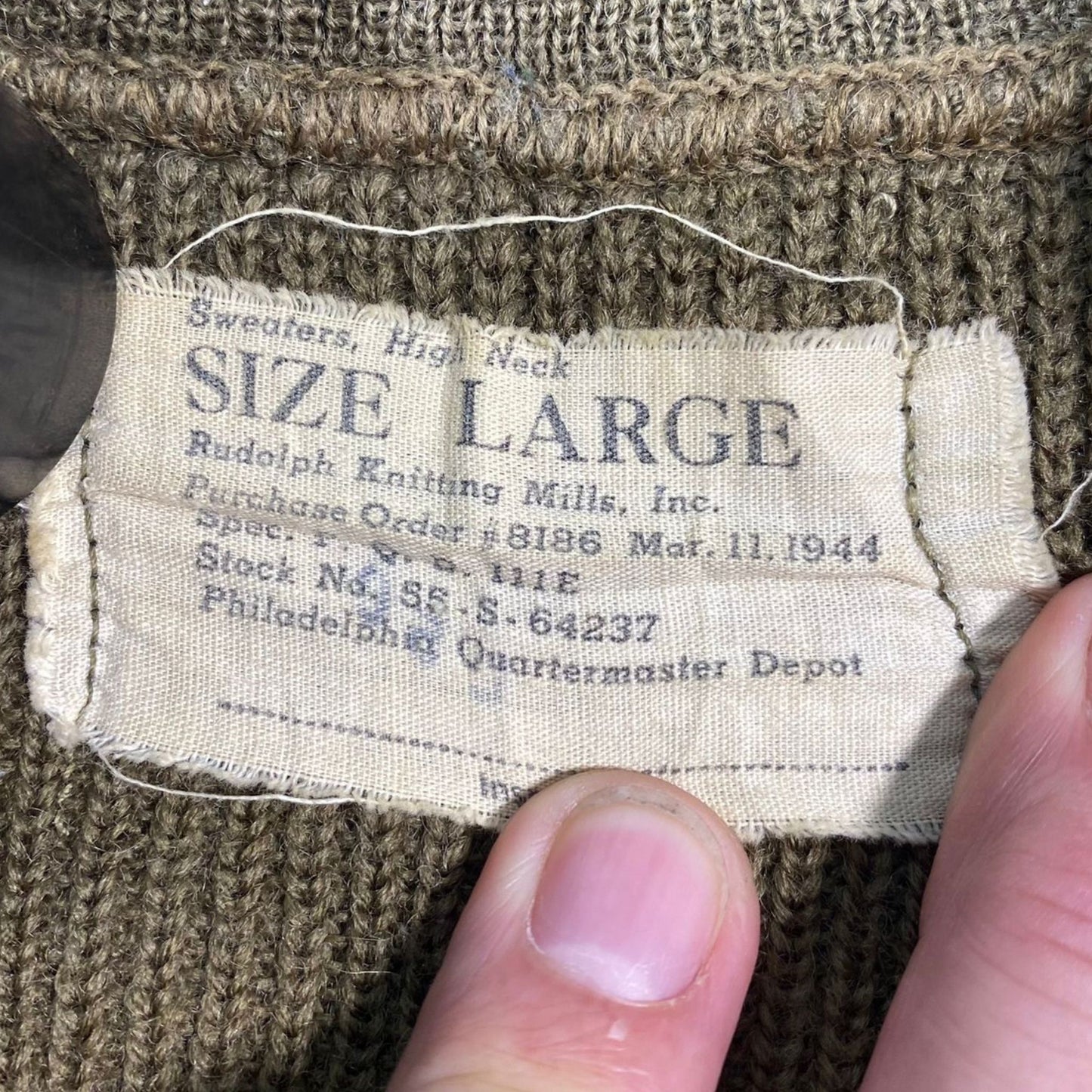 WW2 Sweater, High Neck, five buttons, size L - 1944