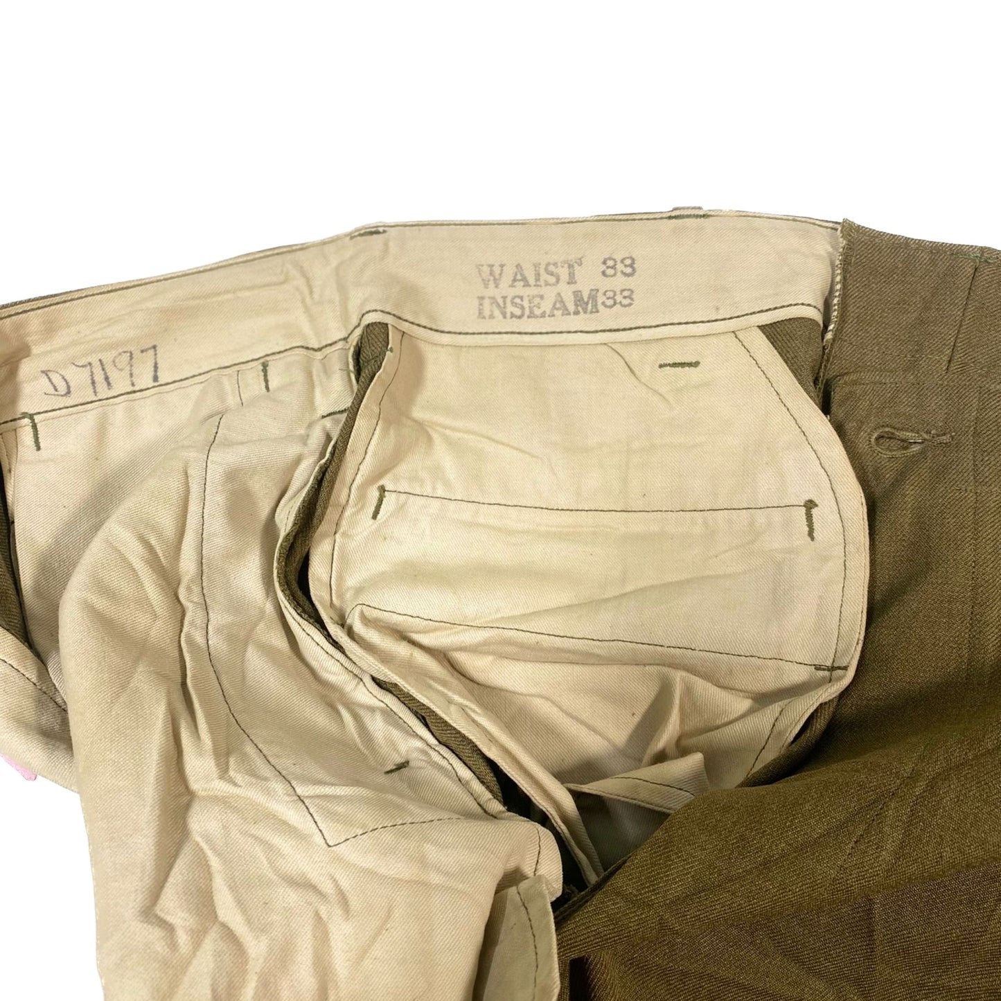 WW2 US Trousers Wool Serge, OD, Light Shade, M1937, 1st Pattern, 33x33