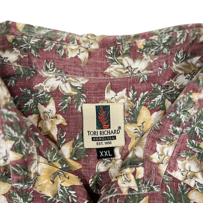 Original HAWAIIAN shirt, BURGUNDY, TORI RICHARD, made in HAWAII, XXL