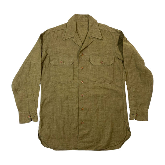 WW2 Special Coat Style Olive Drab Flannel Shirt, světlé knoflíky - early war (2)