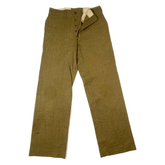 WW2 US Trousers Wool Serge, OD, Light Shade, M1937, 1st Pattern, 33x33